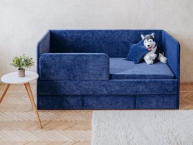 Диван-кровать Happy (синий) в Нерюнгри - neryungri.mebel-nsk.ru | фото