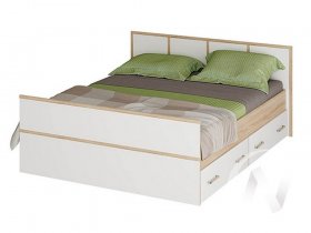 Двуспальная кровать 1,4м Сакура (дуб сонома/белый) в Нерюнгри - neryungri.mebel-nsk.ru | фото
