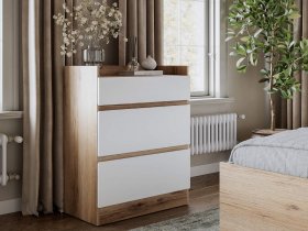 Комод 3 ящика Брауни (дуб делано/белый) в Нерюнгри - neryungri.mebel-nsk.ru | фото