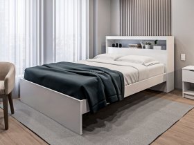 Кровать двуспальная 1,6м Бруклин СБ-3356 (белый) в Нерюнгри - neryungri.mebel-nsk.ru | фото