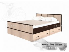Кровать двуспальная с ящиками 1,4м Сакура (BTS) в Нерюнгри - neryungri.mebel-nsk.ru | фото