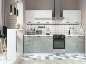 Кухонный гарнитур Дуся 2,0 м (белый глянец/цемент) в Нерюнгри - neryungri.mebel-nsk.ru | фото