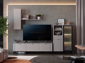 Модульная гостиная Рич (кашемир/фрапучино матовый/черный) в Нерюнгри - neryungri.mebel-nsk.ru | фото