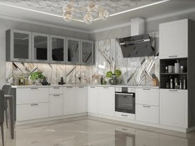 Модульная кухня Глэдис (белый снег/лайт грей софт/корпус анкор темный) в Нерюнгри - neryungri.mebel-nsk.ru | фото