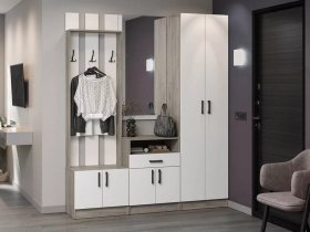 Модульная прихожая Вега (дуб крафт серый/белый) в Нерюнгри - neryungri.mebel-nsk.ru | фото