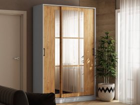 Шкаф-купе 1,4м «Стиль-2» (белый/дуб крафт золотой) в Нерюнгри - neryungri.mebel-nsk.ru | фото