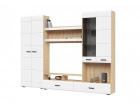 Стенка ГС-01 Либерти (дуб сонома/белый глянец) в Нерюнгри - neryungri.mebel-nsk.ru | фото
