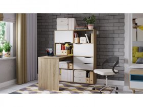 Стол письменный тип 7 (дуб сонома/белый ясень) в Нерюнгри - neryungri.mebel-nsk.ru | фото